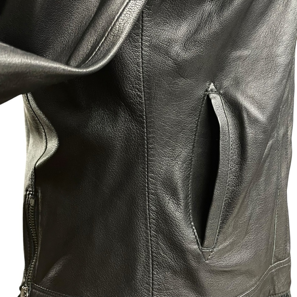 Jakett Alexa Washed Leather Jacket Black Shimmer Size Small - Picture 9 of 16